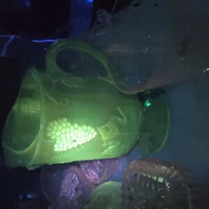 Elegant Green Glass Art Vase Carnival Glass Glows